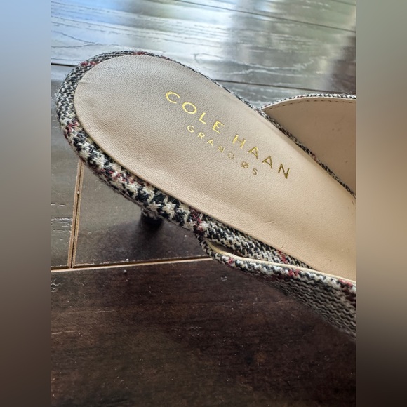 NEW Cole Haan Ophelia Mule 45mm Black Natural Multi Plaid Sz 8B In Box - Picture 5 of 10